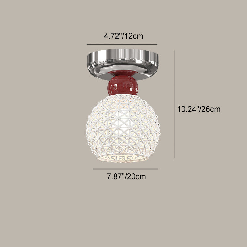 Modern Cream Iron Lace Round 1-Light Ceiling Light — B / Red / 220V-240V For UK/AU
