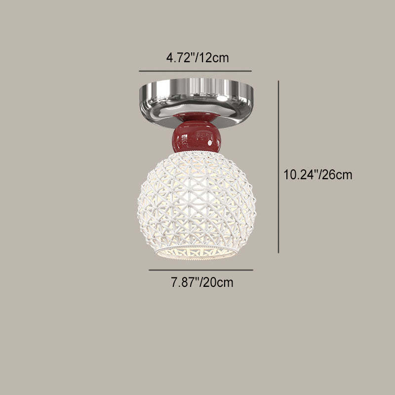 Modern Cream Iron Lace Round 1-Light Ceiling Light — B / Red / 220V-240V For UK/AU