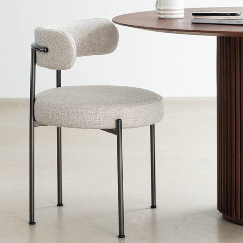 Minimalist Round Velvet Tubular-Leg Dining Chair