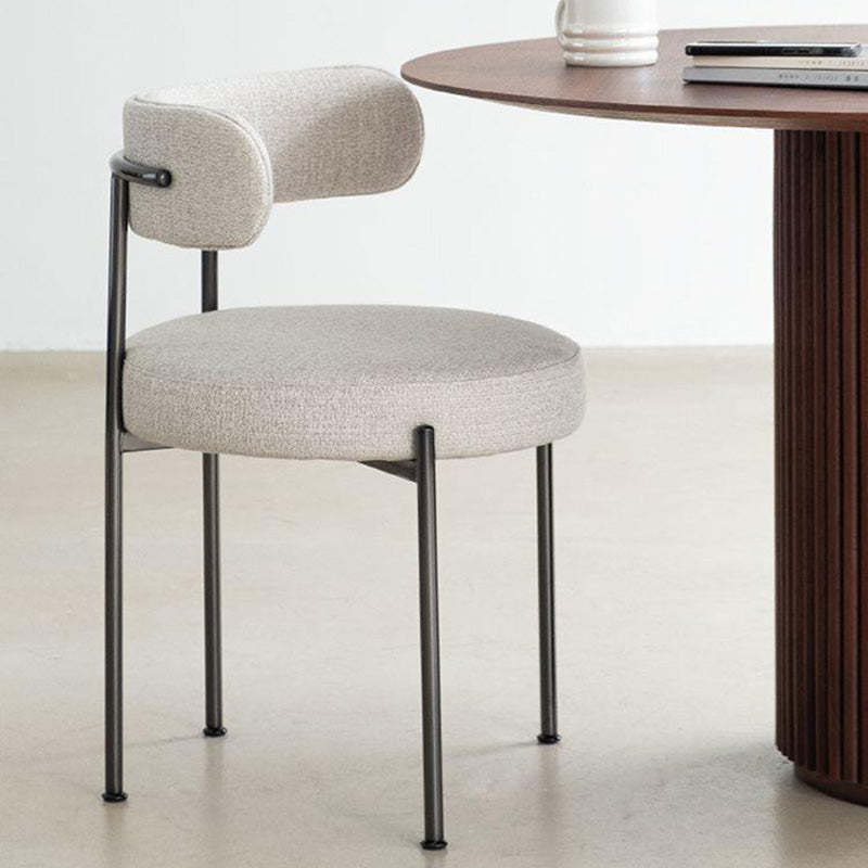 Minimalist Round Velvet Tubular-Leg Dining Chair