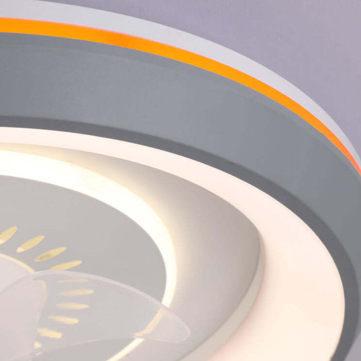 Minimalist Round Swing Inverter LED Flush Mount Fan Light