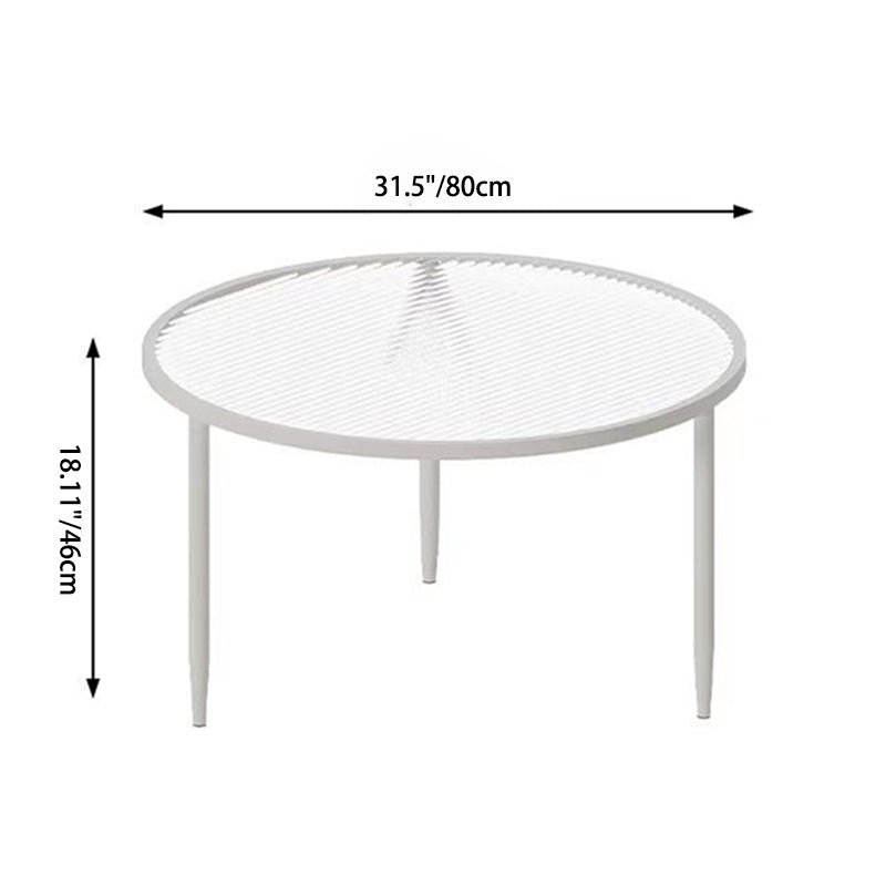 Minimalist Round Glass Metal Coffee Table — Brown Glass + White Frame