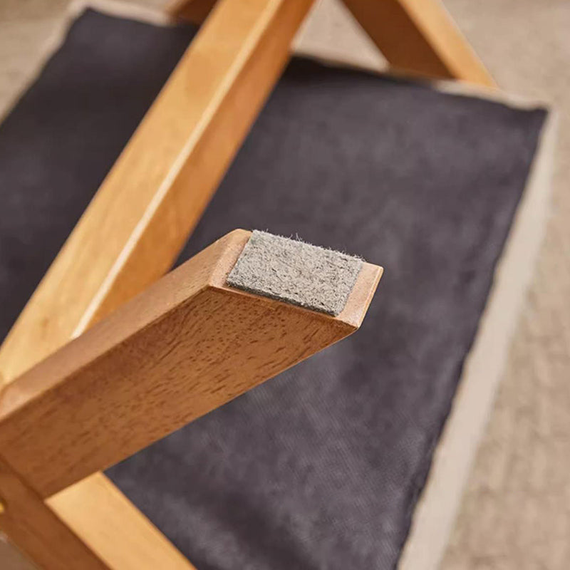 Contemporary Wood Linen X-Leg Footstool