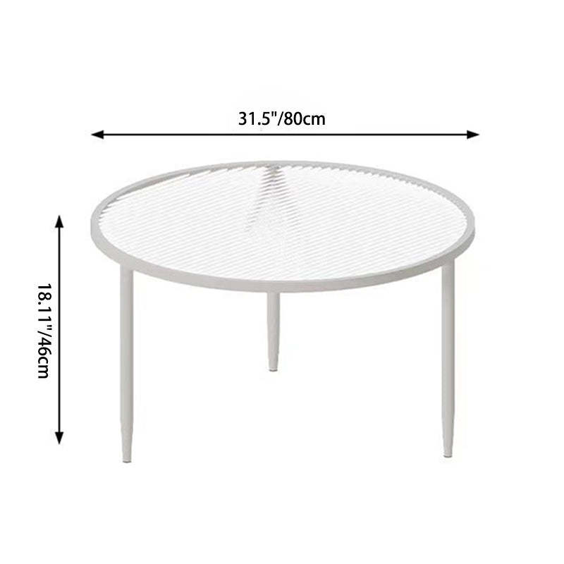 Minimalist Round Glass Metal Coffee Table — Brown Glass + White Frame