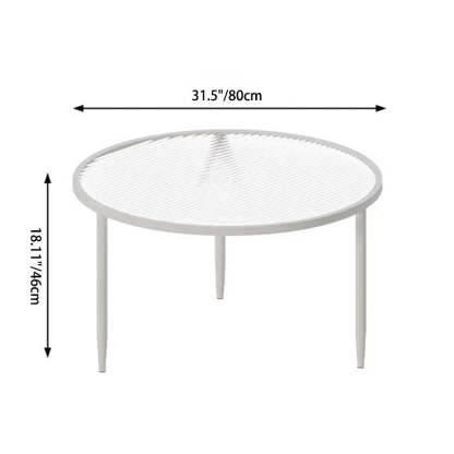Minimalist Round Glass Metal Coffee Table — Brown Glass + White Frame