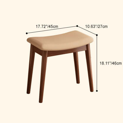 Vintage PU Leather Wood Square Footstool — Dark Green Seat