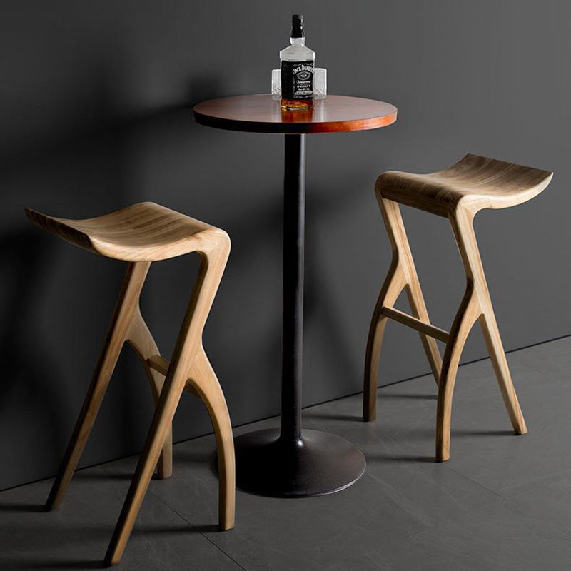 Japanese Curved Ash Wood Bar Stool