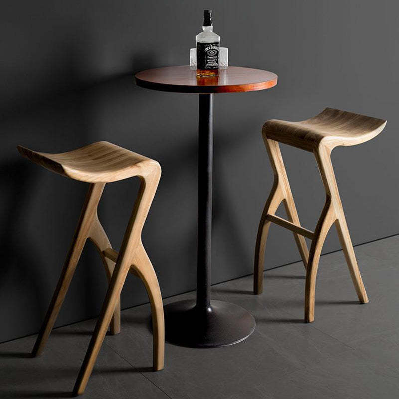Japanese Curved Ash Wood Bar Stool — Ash Wood