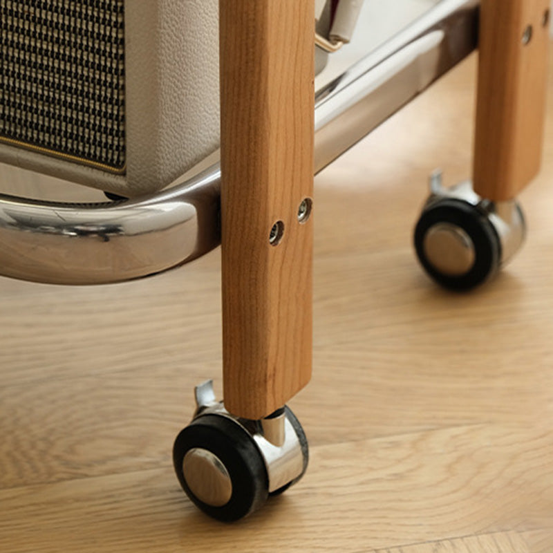 Minimalist Wood Glass Swivel Trolley End Table