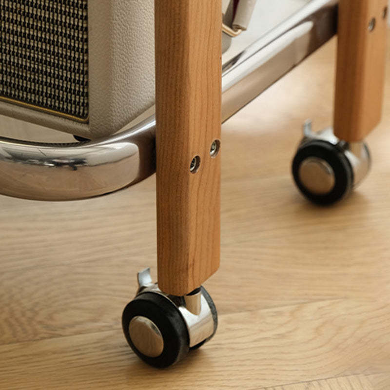 Minimalist Wood Glass Swivel Trolley End Table