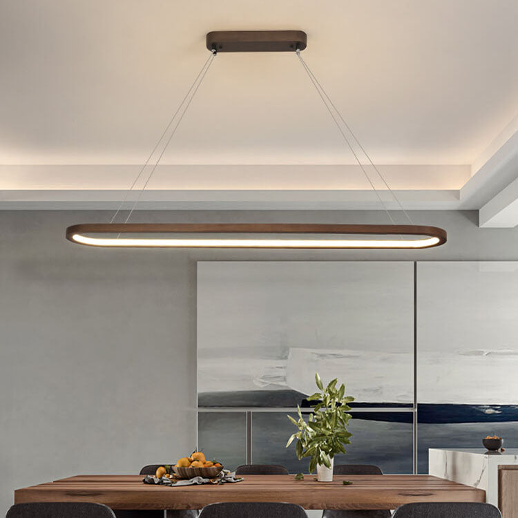 Modern Chinese Solid Wood Ring Island Chandelier