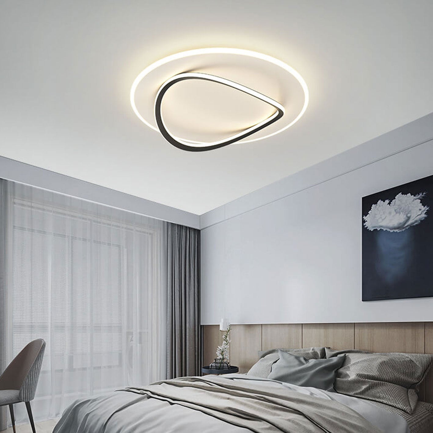 Nordic Minimalist Round Oval LED Flush Mount Light