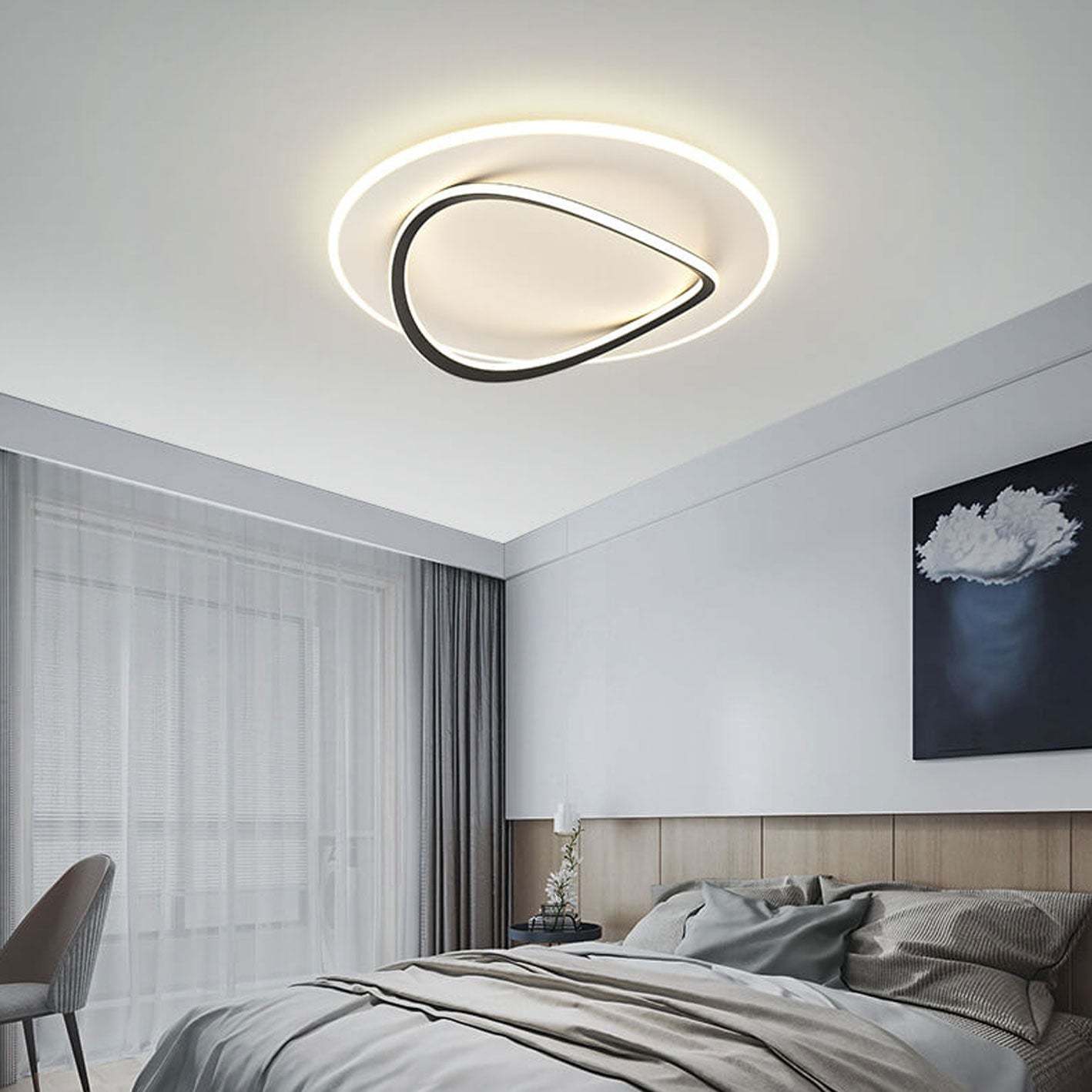Nordic Minimalist Round Oval LED Flush Mount Light