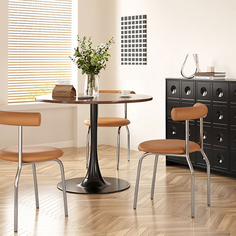 Modern Faux Wood Grain Steel End Table — Wood Color
