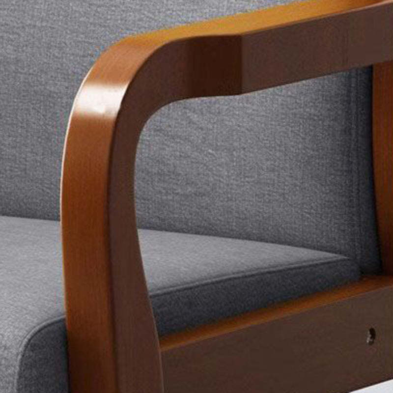Modern Wood Fabric Leather Armchair