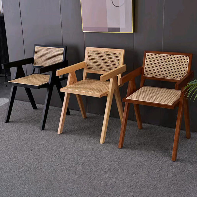 Scandinavian Wood Rattan Armchair