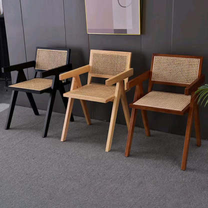 Scandinavian Wood Rattan Armchair