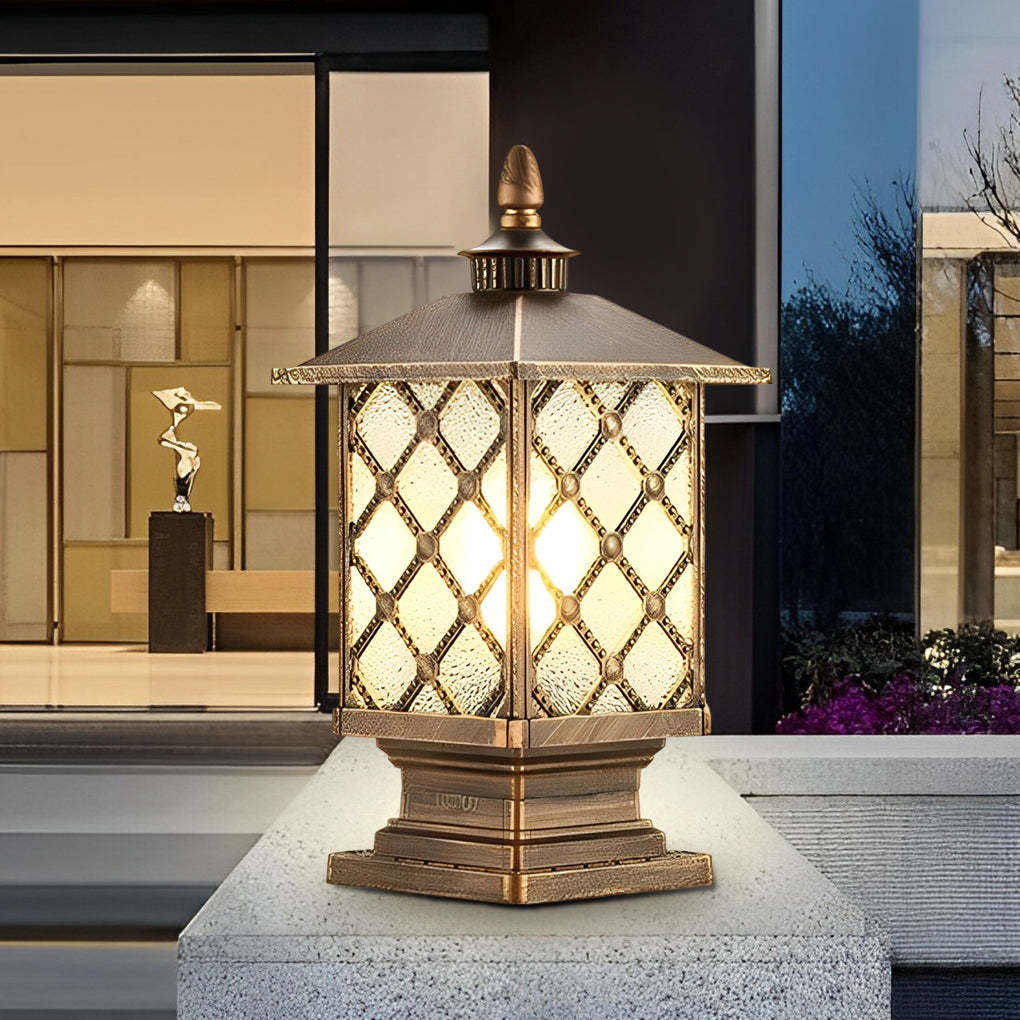 Retro Creative Waterproof Modern Outdoor Fence Post Lights Pillar Lamp-Lighom