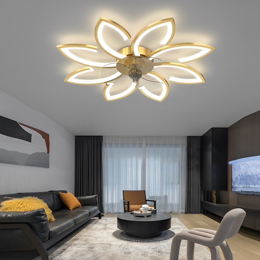 Flower Smart Silent Dimming LED Modern Fan