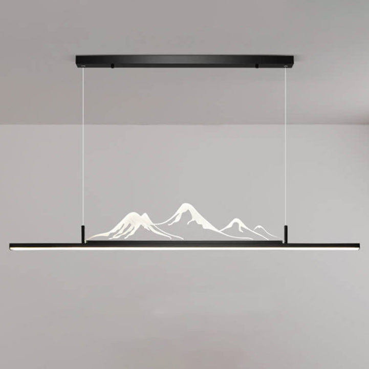 Chinese Retro Long Strip Mountain Peak LED Chandelier