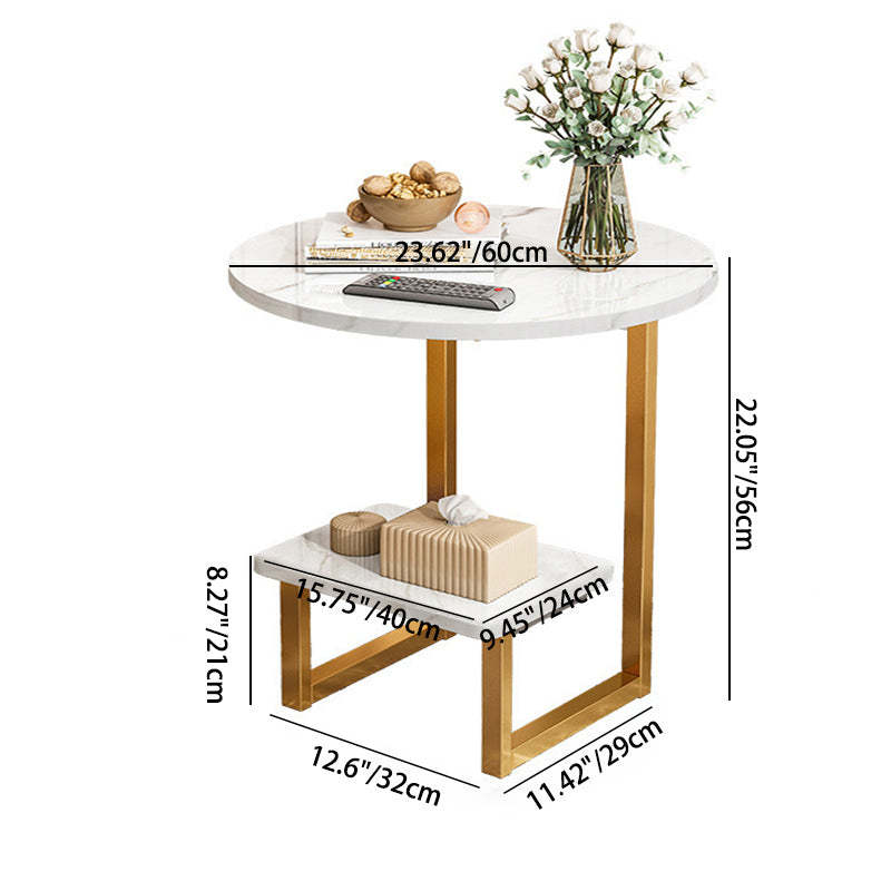 Nordic G-Shape Steel 2-Tier End Table — Gray - Black