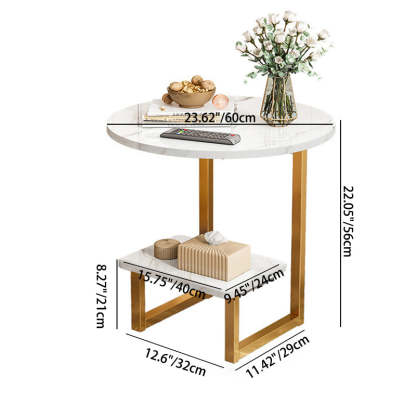 Nordic G-Shape Steel 2-Tier End Table — Gray - Black