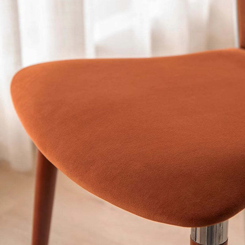 Retro Beech Iron Velvet Curved Dining Chair — Black / Green