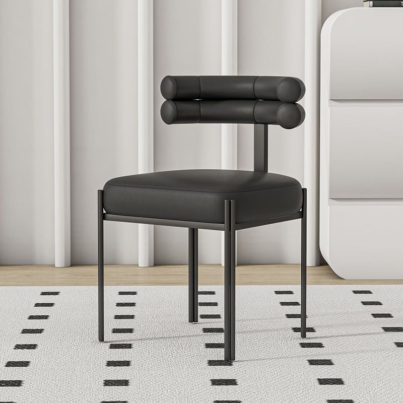 Contemporary Half-Arc Leather Metal Dining Chair