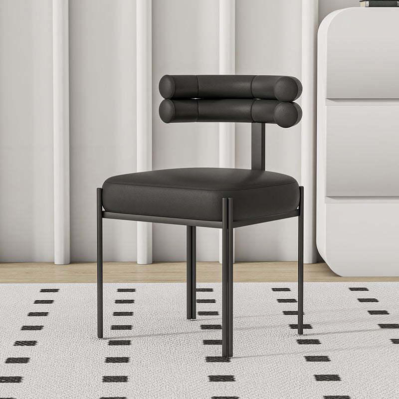 Contemporary Half-Arc Leather Metal Dining Chair