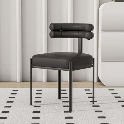 Contemporary Half-Arc Leather Metal Dining Chair
