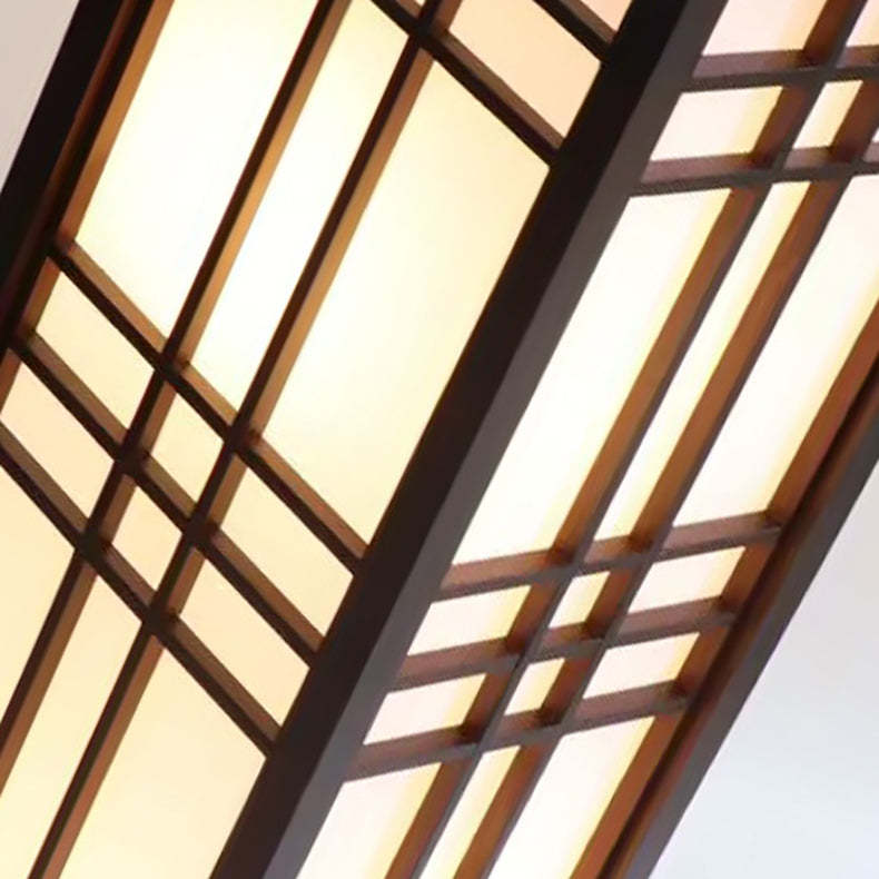 Chinese Rectangular Parchment Wood Floor Lamp
