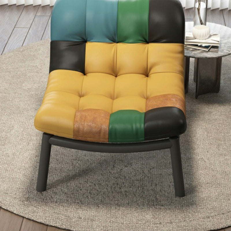 Scandinavian Upholstered Leather Steel Sofa — Wood Color / Black