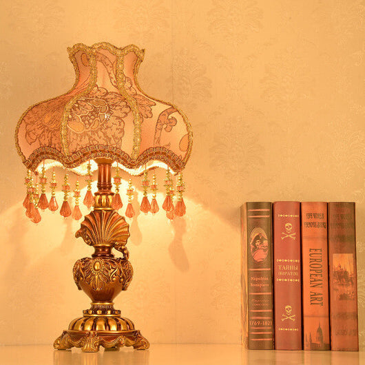 Modern tassel palace table lamps in fabric — Push Button Switch / 220V-240V (UK/AU)