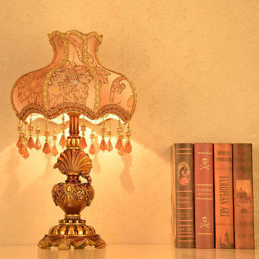 Modern tassel palace table lamps in fabric — Push Button Switch / 220V-240V (UK/AU)