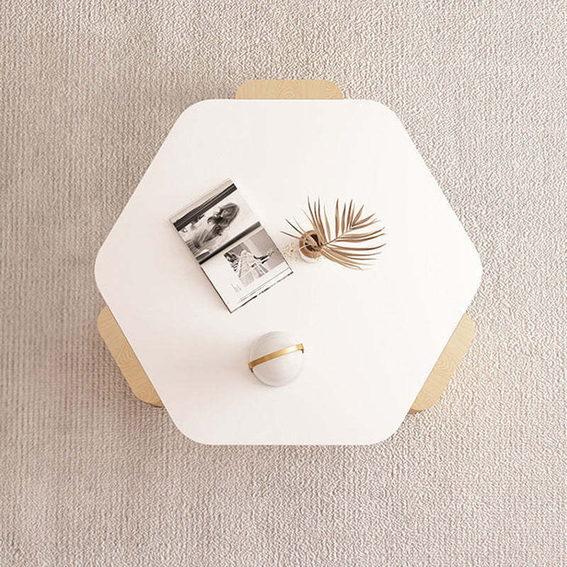 Contemporary Hexagonal Oak Plank End Table — Yellow