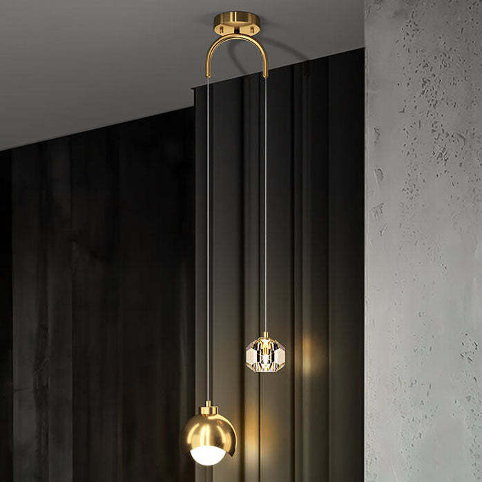 European Iron Brass LED Island Chandelier — Brass / Black
