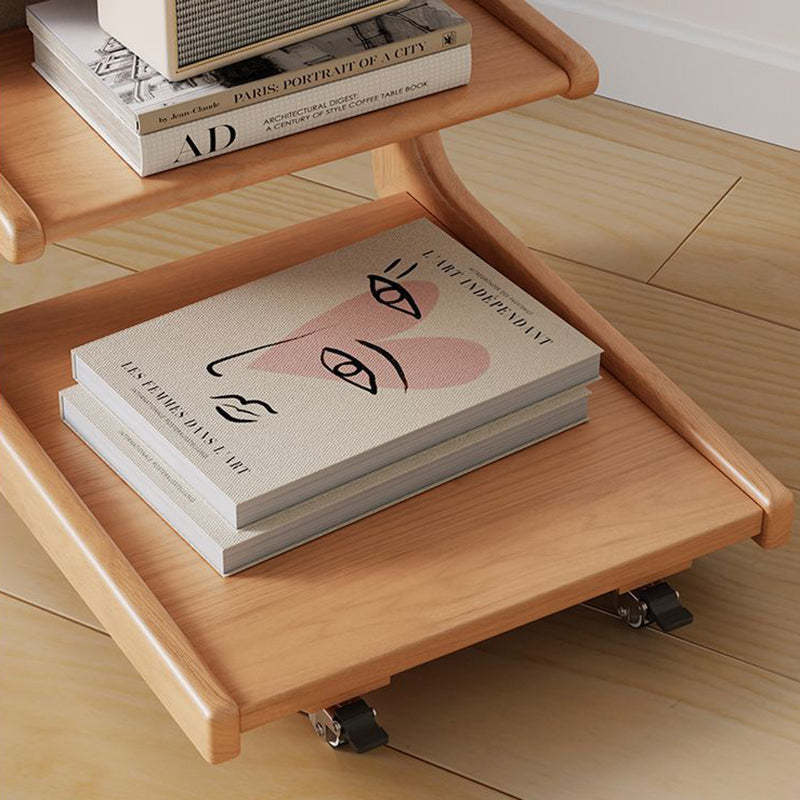Japanese Wood Flip Cover 4-Tier End Table