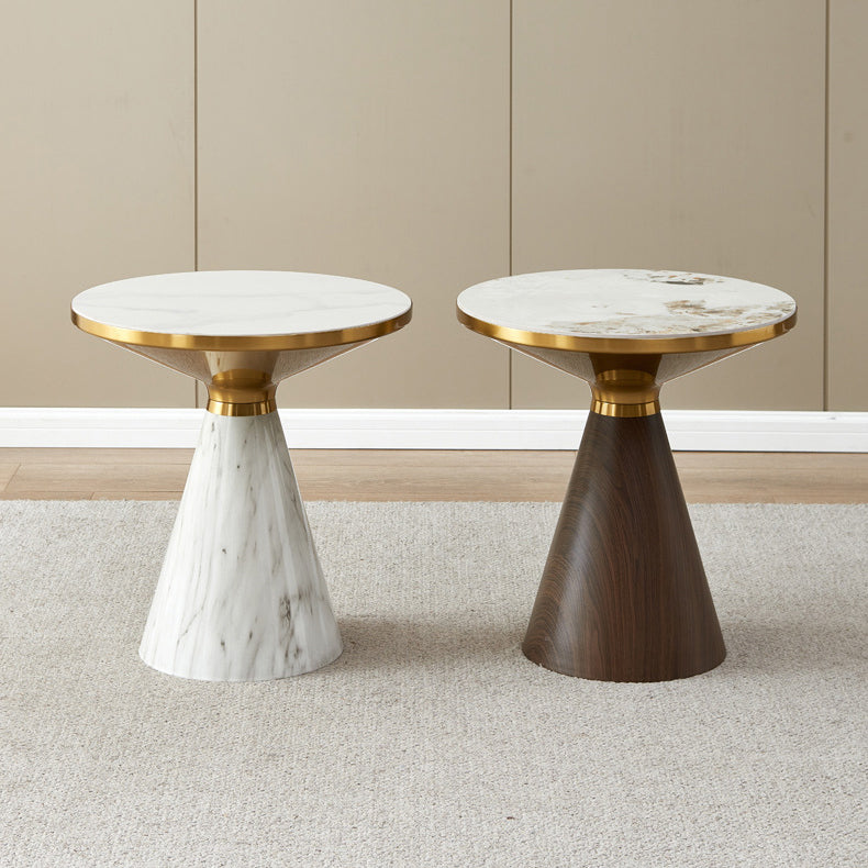 Modern Cone Rock Slab Steel Side Table