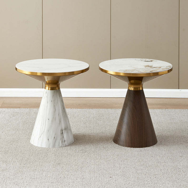 Modern Cone Rock Slab Steel Side Table