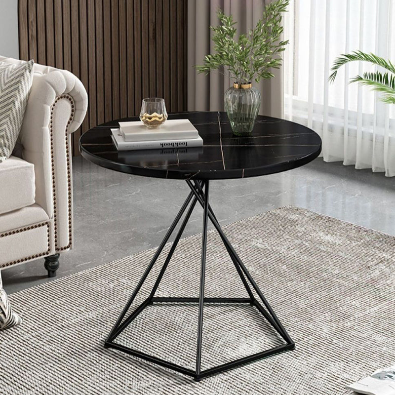 Minimalist Round Marble Metal Polygonal Side Table
