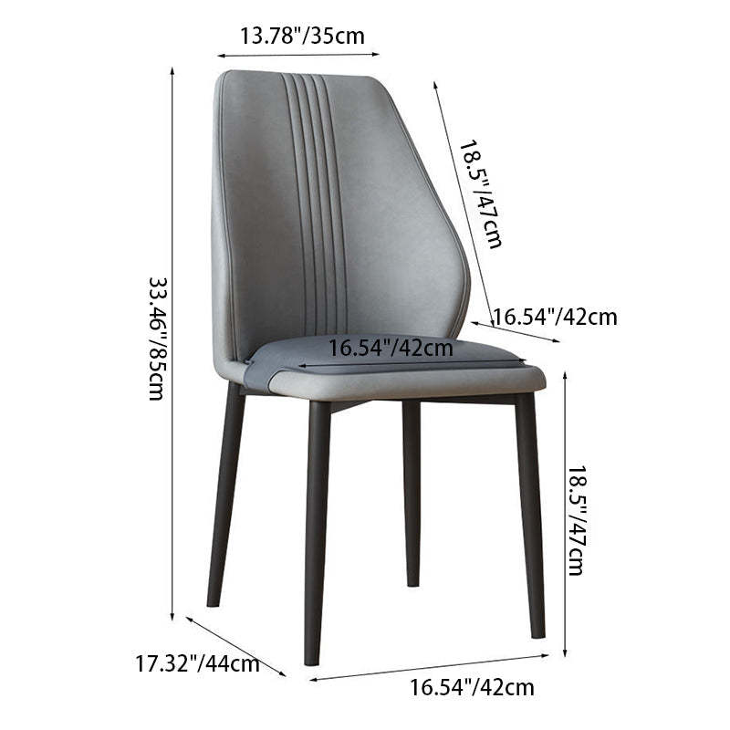 Scandinavian Fabric Steel Dining Chair — Dark Gray