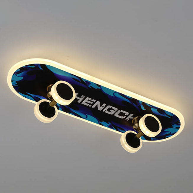 Cartoon Skateboard Acrylic LED Kids Flush Mount Light