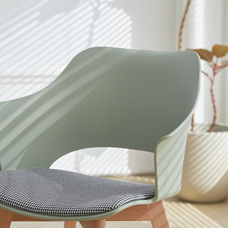 Nordic Trapezoidal Steel Wood Chair — Wood / Green