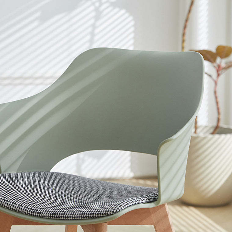 Nordic Trapezoidal Steel Wood Chair — Wood / Green