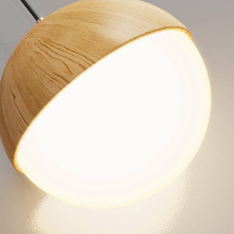 Japanese Wood Grain Oval Iron Pendant Light