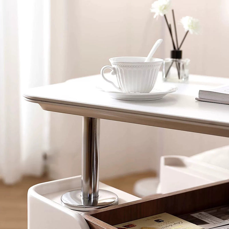 Nordic Sintered Stone Rectangular Side Table 3-Tier Casters