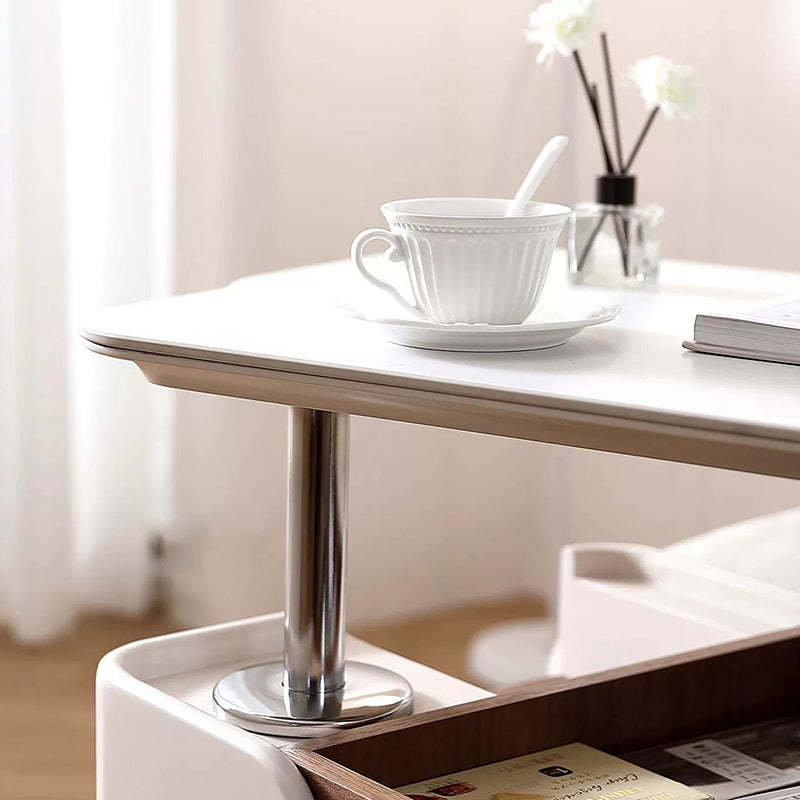 Nordic Sintered Stone Rectangular Side Table 3-Tier Casters