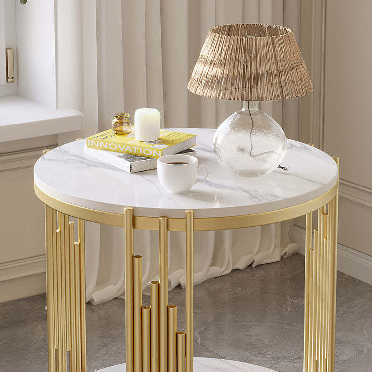 Scandinavian Rock Slab Carbon Steel End Table — Brown Tabletop + Black Frame