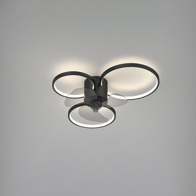 Modern Geometric Square LED Flush Mount Ceiling Fan Light