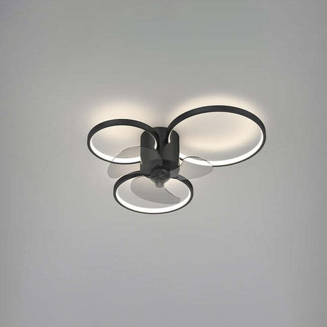Modern Geometric Square LED Flush Mount Ceiling Fan Light